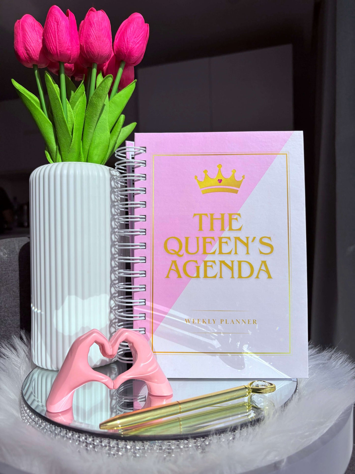 Pink Luxury Weekly Planner with Gold Accents